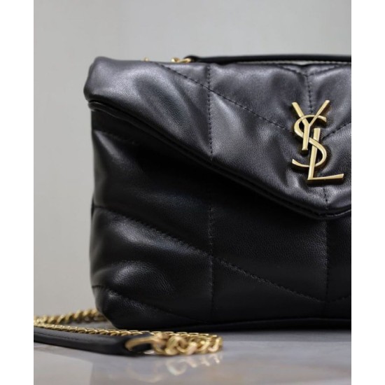 Replica YSL Saint Laurent Toy Puffer Bag Lambskin Black Fake