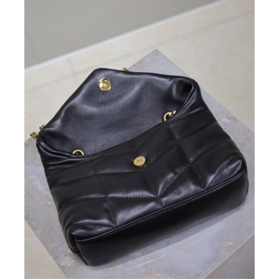 Replica YSL Saint Laurent Toy Puffer Bag Lambskin Black Fake