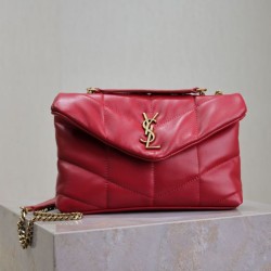 Replica YSL Saint Laurent Toy Puffer Bag Lambskin Red Fake
