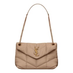Replica YSL Saint Laurent Puffer Small Bag Nappa Apricot Fake