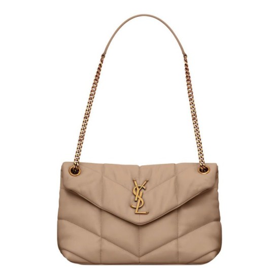 Replica YSL Saint Laurent Puffer Small Bag Nappa Apricot Fake