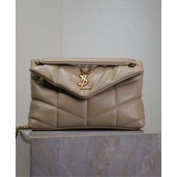 Replica YSL Saint Laurent Puffer Small Bag Nappa Apricot Fake