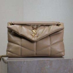Replica YSL Saint Laurent Puffer Small Bag Nappa Apricot Fake