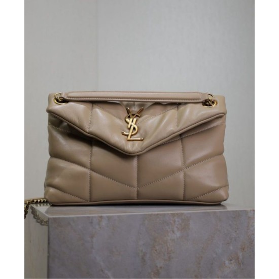 Replica YSL Saint Laurent Puffer Small Bag Nappa Apricot Fake