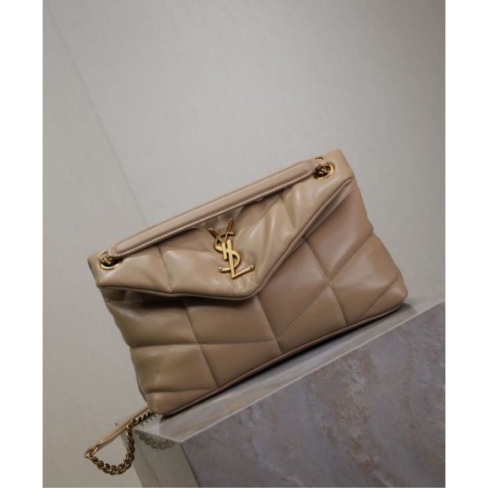 Replica YSL Saint Laurent Puffer Small Bag Nappa Apricot Fake
