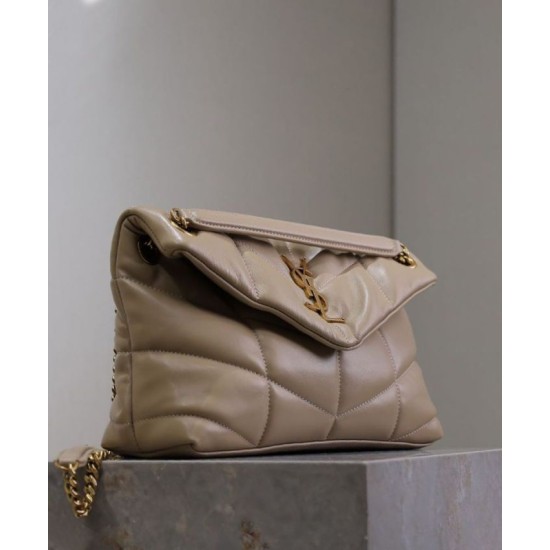 Replica YSL Saint Laurent Puffer Small Bag Nappa Apricot Fake