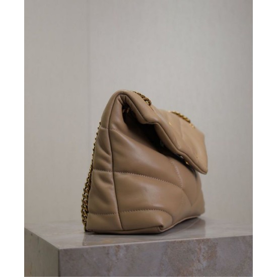Replica YSL Saint Laurent Puffer Small Bag Nappa Apricot Fake