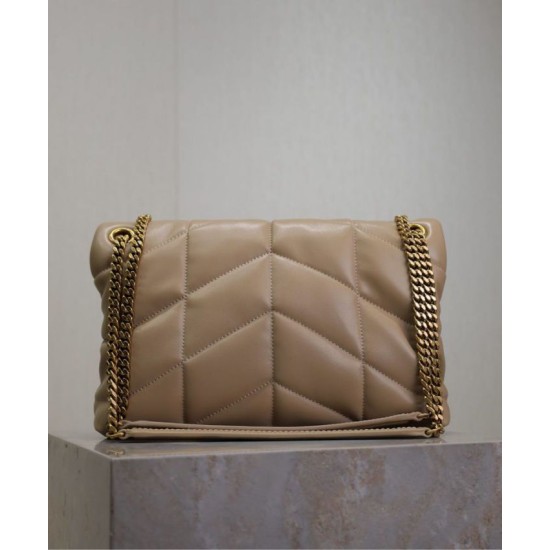 Replica YSL Saint Laurent Puffer Small Bag Nappa Apricot Fake