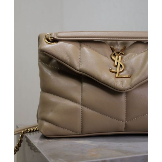Replica YSL Saint Laurent Puffer Small Bag Nappa Apricot Fake