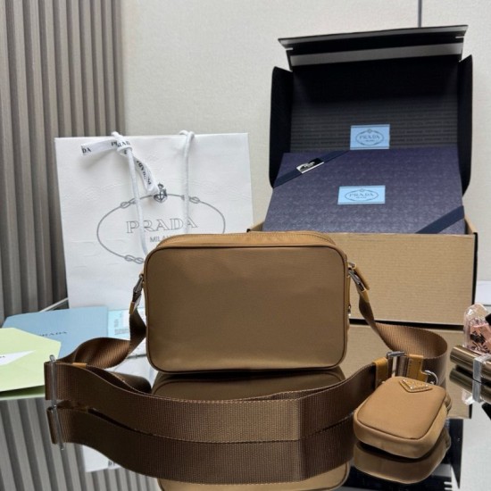 Knockoff Prada Re-Nylon 1BC167 Shoulder Bag Brown Replica Clone