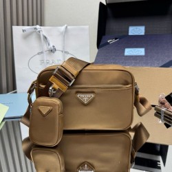 Knockoff Prada Re-Nylon 1BC167 Shoulder Bag Brown Replica Clone
