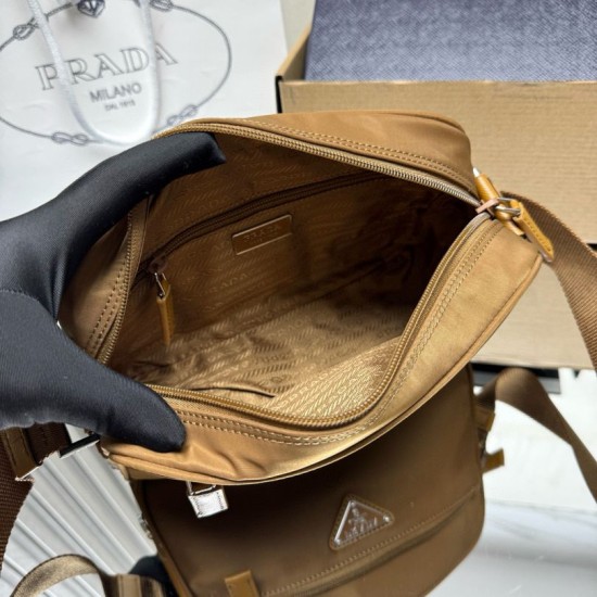 Knockoff Prada Re-Nylon 1BC167 Shoulder Bag Brown Replica Clone
