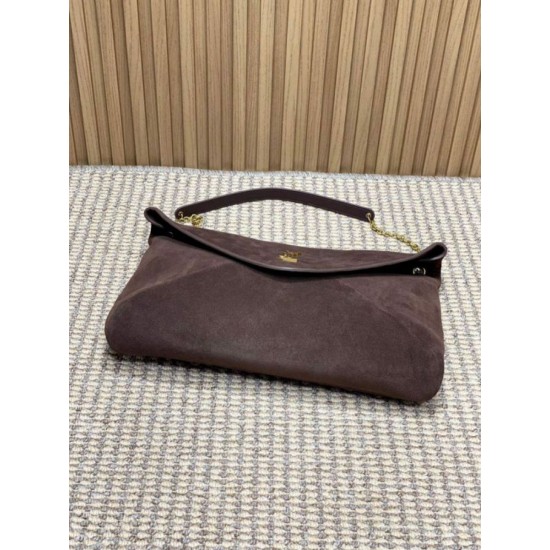 Knockoff YSL Saint Laurent Cassandre Large Envelope Bag with Chain Brown Suede Replica Clone