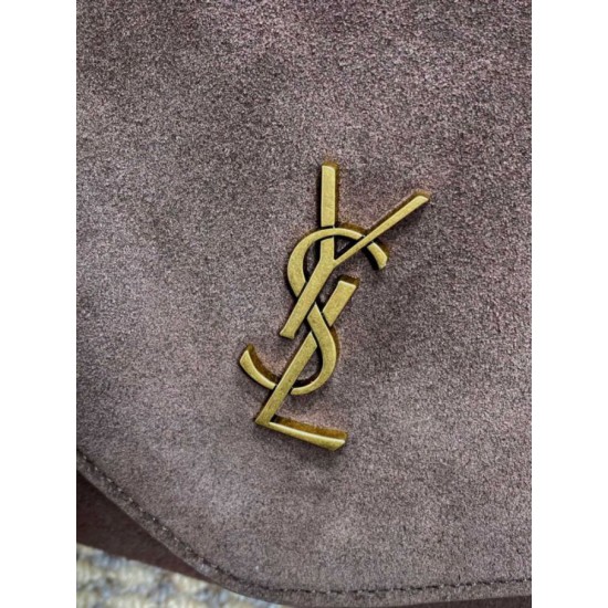 Knockoff YSL Saint Laurent Cassandre Large Envelope Bag with Chain Brown Suede Replica Clone