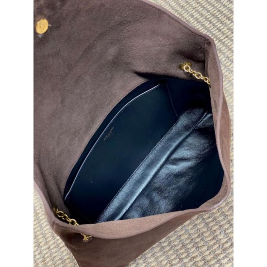 Knockoff YSL Saint Laurent Cassandre Large Envelope Bag with Chain Brown Suede Replica Clone