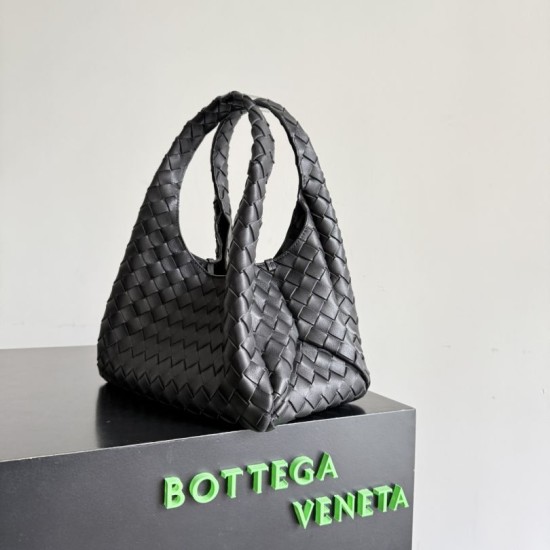 Replica Bottega Veneta Campana Small Woven Shoulder Bag Black Fake Cheap Knockoff Bottega Veneta Campana Small Woven Shoulder Bag Black Replica Clone