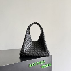 Knockoff Bottega Veneta Campana Small Woven Shoulder Bag Black Replica Clone