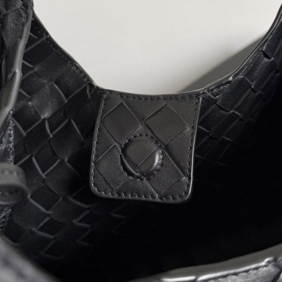 Replica Bottega Veneta Campana Small Woven Shoulder Bag Black Fake Cheap Knockoff Bottega Veneta Campana Small Woven Shoulder Bag Black Replica Clone