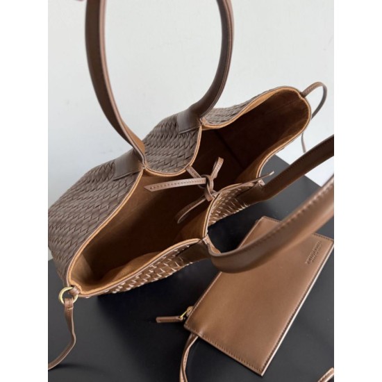 Knockoff Bottega Veneta Pinacoteca Reversible Tote Bag Brown Braided Burgundy Replica Clone