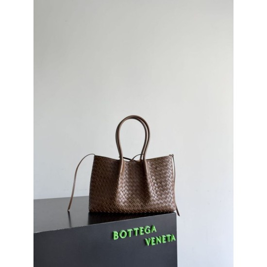Knockoff Bottega Veneta Pinacoteca Reversible Tote Bag Brown Braided Burgundy Replica Clone