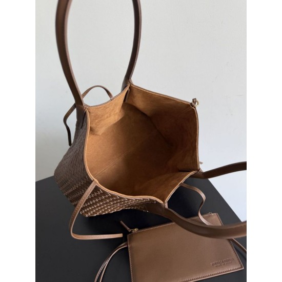 Knockoff Bottega Veneta Pinacoteca Reversible Tote Bag Brown Braided Burgundy Replica Clone