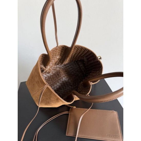 Knockoff Bottega Veneta Pinacoteca Reversible Tote Bag Brown Braided Burgundy Replica Clone