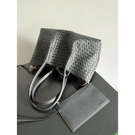 Knockoff Bottega Veneta Pinacoteca Reversible Tote Bag Black Braided Burgundy Replica Clone