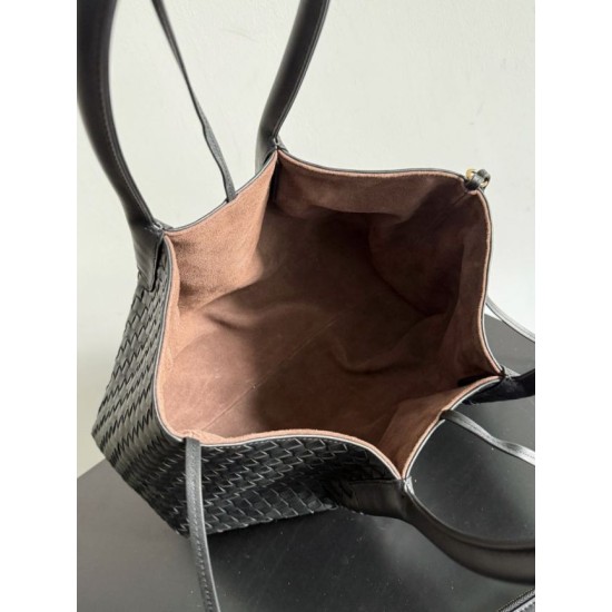 Knockoff Bottega Veneta Pinacoteca Reversible Tote Bag Black Braided Burgundy Replica Clone