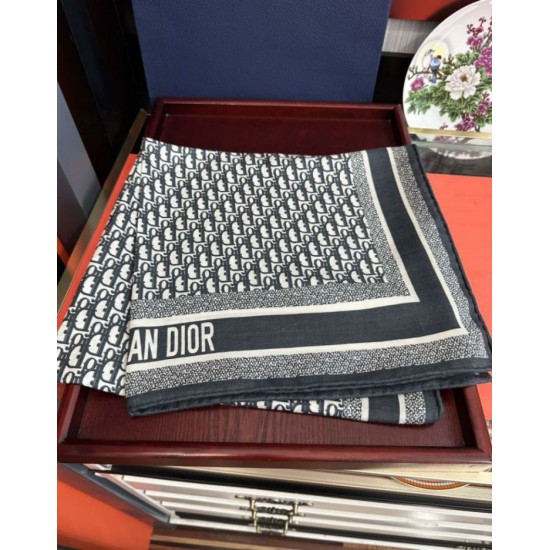 Knockoff Dior Oblique Cashmere Blend Scarf Navy Blue 65 x 185 Replica Clone