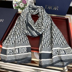Knockoff Dior Oblique Cashmere Blend Scarf Navy Blue 65 x 185 Replica Clone