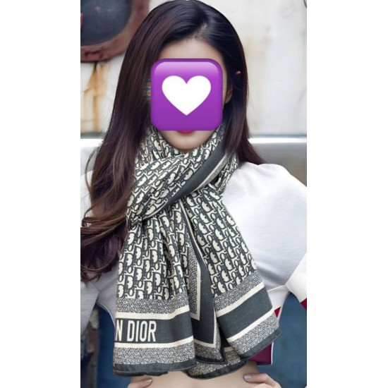 Knockoff Dior Oblique Cashmere Blend Scarf Navy Blue 65 x 185 Replica Clone