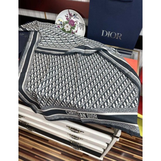 Knockoff Dior Oblique Cashmere Blend Scarf Navy Blue 65 x 185 Replica Clone
