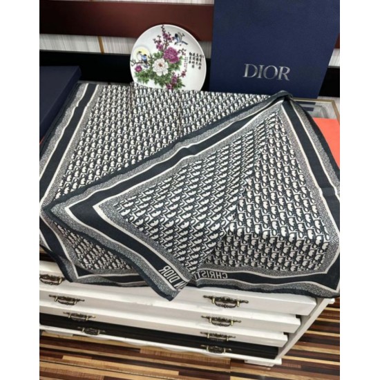 Knockoff Dior Oblique Cashmere Blend Scarf Navy Blue 65 x 185 Replica Clone