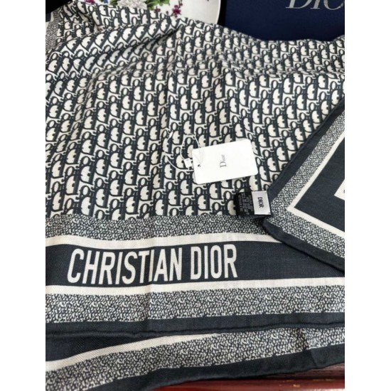 Knockoff Dior Oblique Cashmere Blend Scarf Navy Blue 65 x 185 Replica Clone