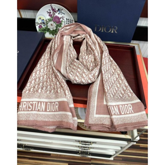 Knockoff Dior Oblique Cashmere Blend Scarf Pink 65 x 185 Replica Clone