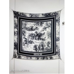 Knockoff Dior Toile de Jouy Sauvage Silk and Cashmere Twill Square Scarf Black 140 x 140 Replica Clone