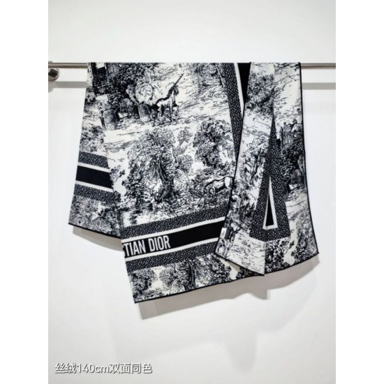 Knockoff Dior Toile de Jouy Sauvage Silk and Cashmere Twill Square Scarf Black 140 x 140 Replica Clone
