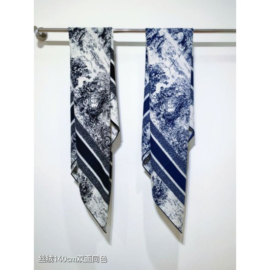 Knockoff Dior Toile de Jouy Sauvage Silk and Cashmere Twill Square Scarf Black 140 x 140 Replica Clone
