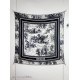 Knockoff Dior Toile de Jouy Sauvage Silk and Cashmere Twill Square Scarf Black 140 x 140 Replica Clone