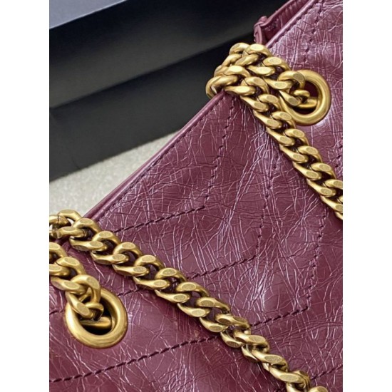 Knockoff YSL Saint Laurent Niki Small Shopping Bag Oiled and Waxed Cowhide Red Replica Clone