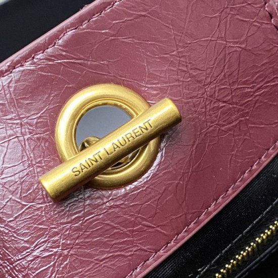 Knockoff YSL Saint Laurent Niki Small Shopping Bag Oiled and Waxed Cowhide Red Replica Clone