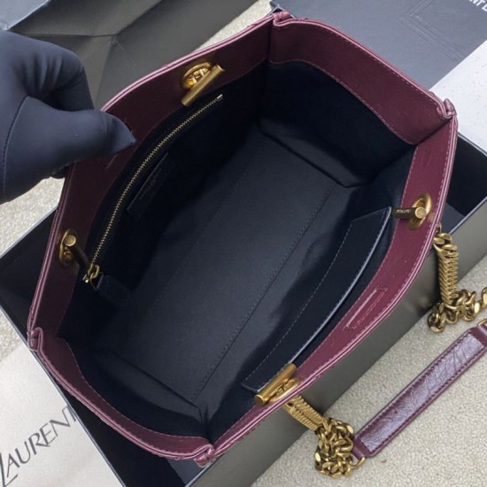 Knockoff YSL Saint Laurent Niki Small Shopping Bag Oiled and Waxed Cowhide Red Replica Clone