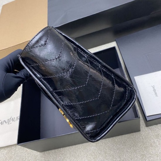 Replica YSL Saint Laurent Niki Small Shopping Bag Oiled and Waxed Cowhide Black Fake Cheap Knockoff YSL Saint Laurent Niki Small Shopping Bag Oiled and Waxed Cowhide Black Replica Clone