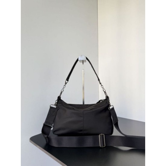 Knockoff Balenciaga Le City Moto small shoulder bag black nylon Replica Clone