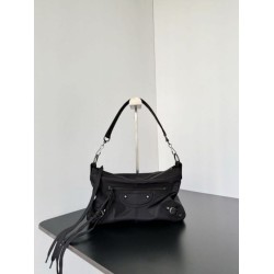 Knockoff Balenciaga Le City Moto small shoulder bag black nylon Replica Clone