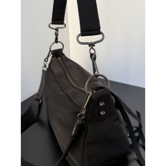 Knockoff Balenciaga Le City Moto small shoulder bag black nylon Replica Clone