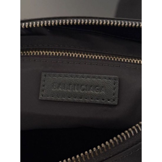 Knockoff Balenciaga Le City Moto small shoulder bag black nylon Replica Clone