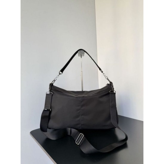 Knockoff Balenciaga Le City Moto medium shoulder bag black nylon Replica Clone