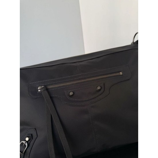 Knockoff Balenciaga Le City Moto medium shoulder bag black nylon Replica Clone