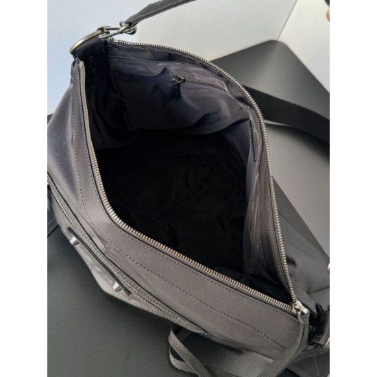 Knockoff Balenciaga Le City Moto medium shoulder bag black nylon Replica Clone